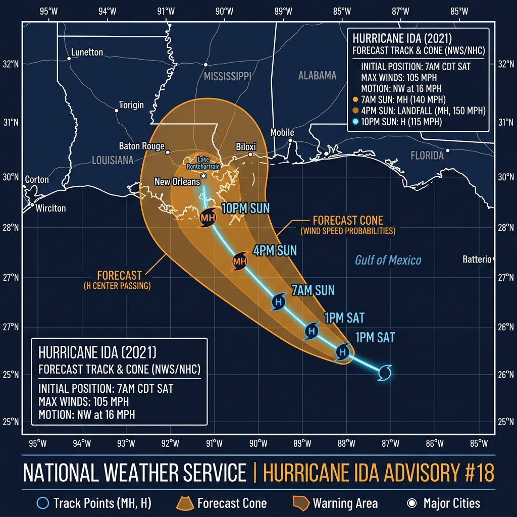 Hurricane Ida NWS Forecast Track