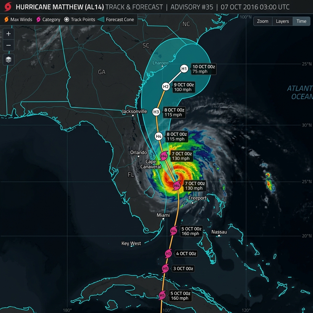 Hurricane Matthew NWS Forecast Track