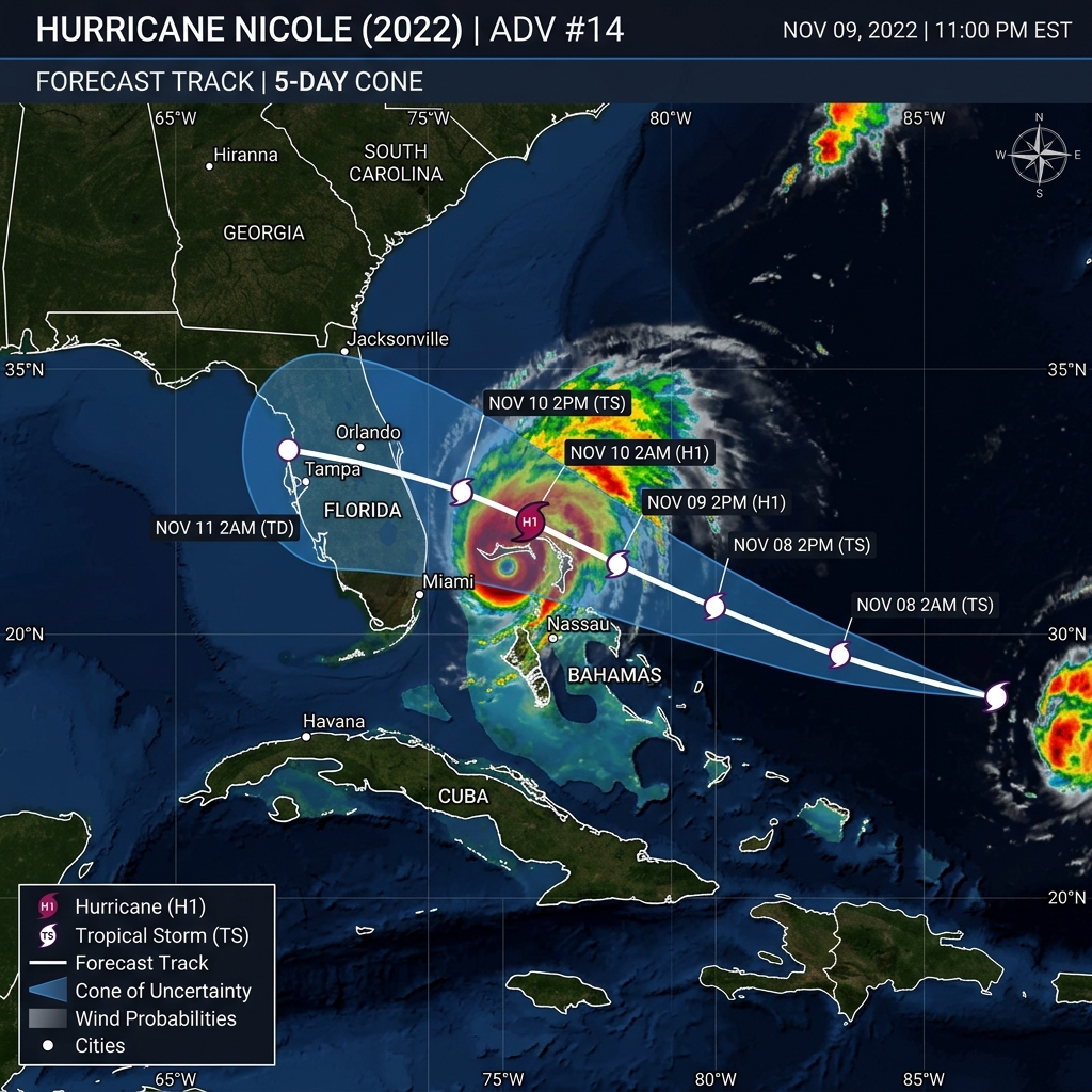 Hurricane Nicole NWS Forecast Track
